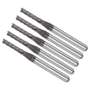 CoCud End Mill CNC Router Bits, 1/8" Shank 4mm Cutting 0.5mm Dia, Diamond Film Tungsten Carbide Milling Cutter Left Hand - (Applications: for CNC Drilling Engraving), 5-Pieces