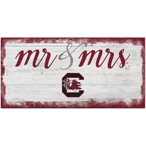 Fan Creations NCAA South Carolina Fighting Gamecocks Unisex University of South Carolina Script Mr & Mrs Sign, Team Color, 6 x 12