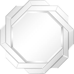 Empire Art Direct Frameless Beveled Hexagonal Black Matte Finished Wall Mirror, Ready to Hang, Living Room, Bedroom & Office, 34" x 34" x 0.7"