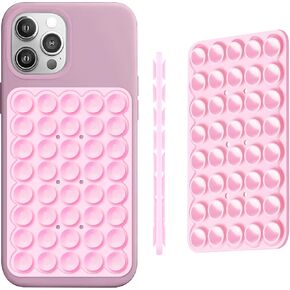 Silicone Double-Sided Suction Phone Case Detachable Mount for iPhone and Android Cellphones, Strong Adhesion Holder Hands Free for Selfies and Videos - Baby Pink