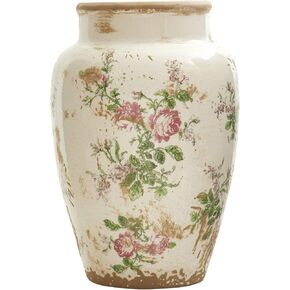 Nearly Natural 12.5in. Tuscan Ceramic Floral Print Vase