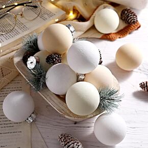 12 Pcs Matte Textured Christmas Ball Ornaments 2.36 Inch Rustic Neutral Christmas Tree Decorations Boho Xmas Ornaments with Velvet Loop for Tree Party Farmhouse Holiday Decor (Brown Series)