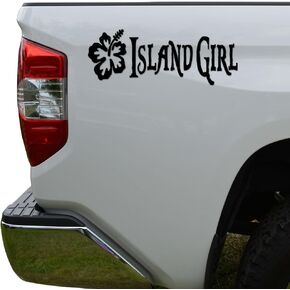 Island Girl Hawaii Hibiscus Flower Die Cut Vinyl Decal Sticker For Car Truck Motorcycle Window Bumper Wall Decor Size- [6 inch/15 cm] Wide Color- Gloss Black