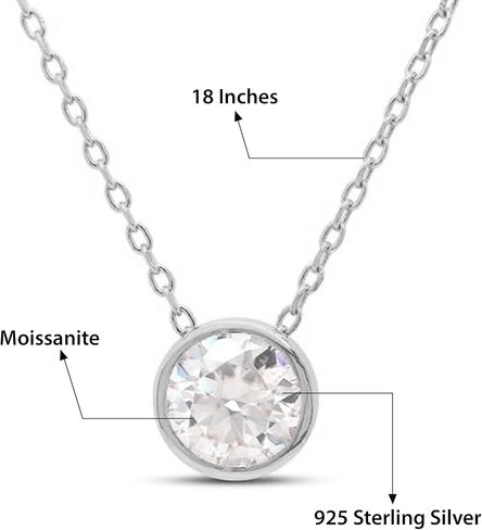 SAVEARTH DIAMONDS 1.00 قيراط 6.5 مم معمل دائري مكون من إطار ألماس مويسانيتي مجموعة قلادة سوليتير من الذهب عيار 14 قيراط على سلسلة من الفضة الإسترلينية 18 بوصة (وضوح VVS1)، هدية عيد الأم لها in Saudi Arabia