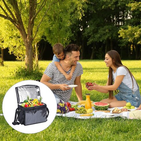 M METERXITY 1 Pack Insulated Bag - Waterproof & Foldable Catering Thermal Bag Pizza Bags W/Divider, Apply to Hot/Cold Food Take Out (18.1x13.4x13.4 Inch, Black) in Saudi Arabia