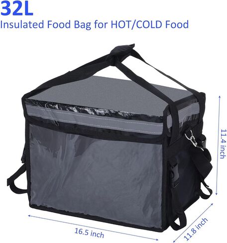 M METERXITY 1 Pack Insulated Bag - Waterproof & Foldable Catering Thermal Bag Pizza Bags W/Divider, Apply to Hot/Cold Food Take Out (18.1x13.4x13.4 Inch, Black) in Saudi Arabia