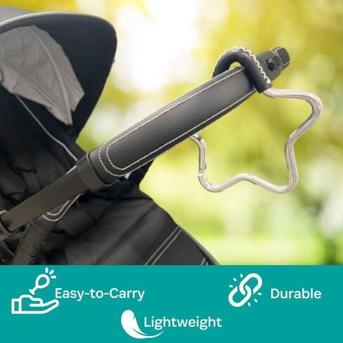 BUGGY GEAR STAR HOOK by BUGGYGEAR Gold/Navy Leather - The Perfect Way to Carry Your Baby Diaper Bag - Use The Hook on Your Stroller Handle Bars and Let The Hooks Do The Work in Saudi Arabia