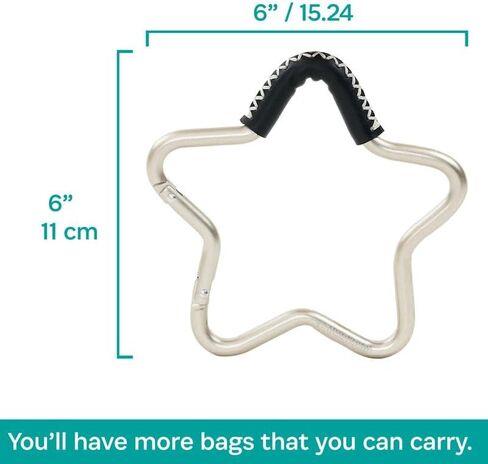 BUGGY GEAR STAR HOOK by BUGGYGEAR Gold/Navy Leather - The Perfect Way to Carry Your Baby Diaper Bag - Use The Hook on Your Stroller Handle Bars and Let The Hooks Do The Work in Saudi Arabia