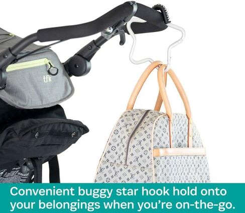BUGGY GEAR STAR HOOK by BUGGYGEAR Gold/Navy Leather - The Perfect Way to Carry Your Baby Diaper Bag - Use The Hook on Your Stroller Handle Bars and Let The Hooks Do The Work in Saudi Arabia