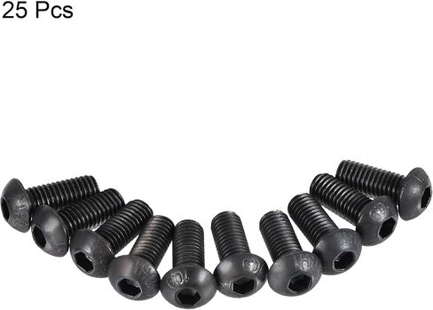 uxcell M8x25mm عرافة المقبس زر غطاء الرأس البراغي مسامير الكربون الصلب 25pcs in Saudi Arabia