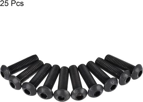 uxcell M8x25mm عرافة المقبس زر غطاء الرأس البراغي مسامير الكربون الصلب 25pcs in Saudi Arabia