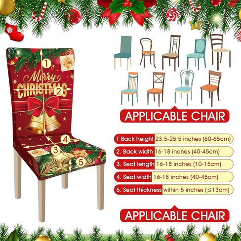 Ganeen 6 Pcs Christmas Chair Covers Merry Christmas Chair Back Cover Stretch Christmas Seat Cover Washable Xmas Dining Chair Protector Slipcover for Dining Room Kitchen Holiday Party (African Style) in Kuwait