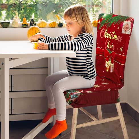 Ganeen 6 Pcs Christmas Chair Covers Merry Christmas Chair Back Cover Stretch Christmas Seat Cover Washable Xmas Dining Chair Protector Slipcover for Dining Room Kitchen Holiday Party (African Style) in Kuwait