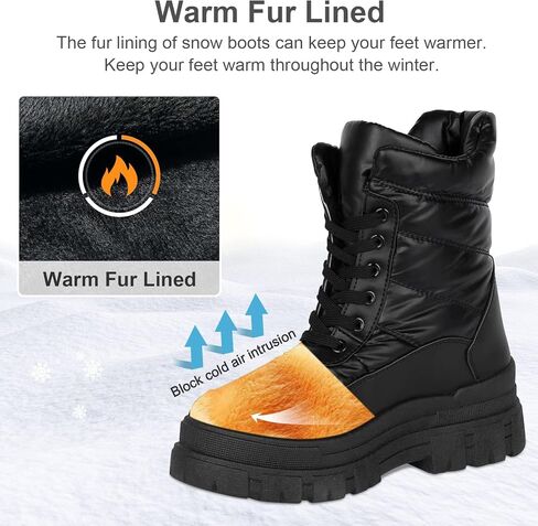 Womens Winter Snow Boots Waterproof Mid Calf Boots Outdoor Warm Fur Lined Anti Slip Zipper Comfortable Boot for Women in Saudi Arabia