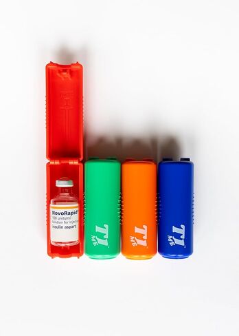دعم تعبئة الأنسولين T1me لحقنة U-100 سعة 1 مل (BD Micro-Fine ومحاقن الأنسولين الأخرى)، جهاز نقل الأنسولين لمرض السكري من النوع 1 من النوع 2، حافظة حماية الزجاجة، حامل قارورة، (أحمر) in Saudi Arabia