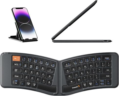 ProtoArc Ergonomic Foldable Keyboard, Split Folding Bluetooth Keyboard, Ultra Slim Travel Keyboard, Portable Bluetooth Keyboard for iPad, iPhone, Tablet, Laptop, PC in Saudi Arabia