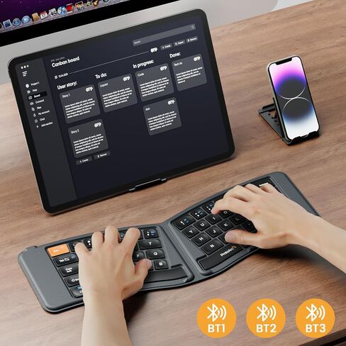 ProtoArc Ergonomic Foldable Keyboard, Split Folding Bluetooth Keyboard, Ultra Slim Travel Keyboard, Portable Bluetooth Keyboard for iPad, iPhone, Tablet, Laptop, PC in Saudi Arabia