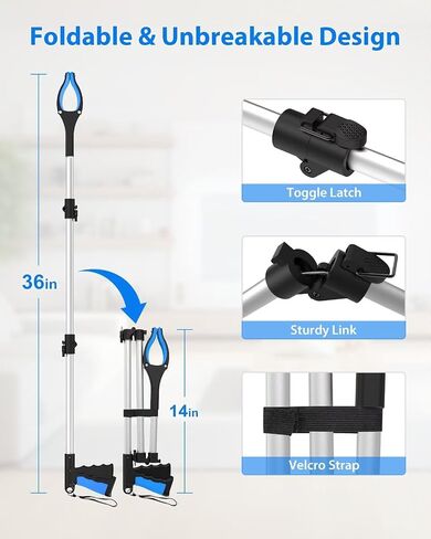 أداة Grabber Reacher مقاس 36 بوصة، أداة التقاط خفيفة الوزن مع فك ومغناطيسات دوارة 360 درجة مضادة للانزلاق، فتحة علوية بمخلب عريض 4 بوصات، مقابض تمديد ذراع طويلة لكبار السن in Saudi Arabia