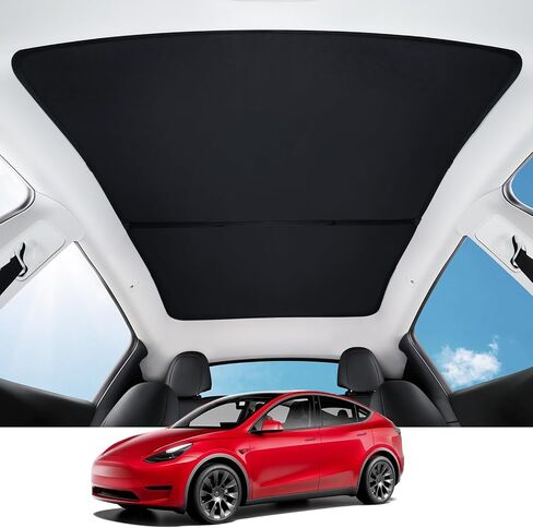 BASENOR 2024 Upgraded Tesla Model Y Glass Roof Sunshade with Storage Bag Sunroof Blocking Heat Cover Top Window Sun Protection for Model Y Interior Accessories 2020-2024 Grey (No Sag) in Saudi Arabia