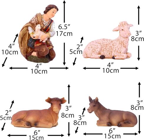 Zayton Nativity Set Christmas Indoor Figurines 11 pcs Nativity Scene Set 5.5“ Holy Family Miniatures Statue Crib Jesus Manger Ornament Church Xmas Gift Home Decoration in Saudi Arabia