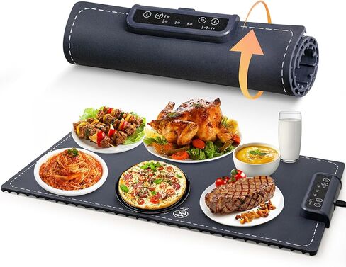 Kitchen Gadgets Portable Food Warmers: Roll Up Silicone Heating Mat for Food - Foldable Electric Warming Tray Party Essentials Hot Plate Keep Food Warm Heating Trays for Parties Buffet Serving Food in Saudi Arabia
