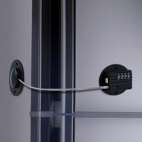 Refrigerator Lock Fridge Lock for Child Safety, Child Proof Cabinet Lock with Combination, for Drawers, Dishwasher, Toilet Seat, Cupboard, Oven,Trash Can, No Drilling(2 Pcs, Black) in Saudi Arabia