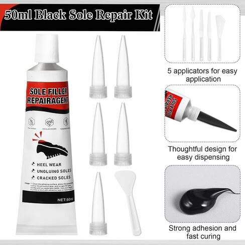 12 Pcs Black Shoe Sole Protectors with 50 ml Repair Adhesive Shoe Glue 2 Set Spreader Tools, Shoe Bottom Grip Pads Non Slip Shoe Pads for High Heels Leather Shoes in Saudi Arabia