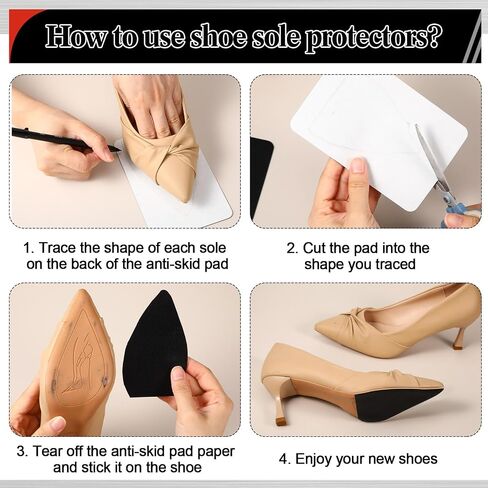 12 Pcs Black Shoe Sole Protectors with 50 ml Repair Adhesive Shoe Glue 2 Set Spreader Tools, Shoe Bottom Grip Pads Non Slip Shoe Pads for High Heels Leather Shoes in Saudi Arabia