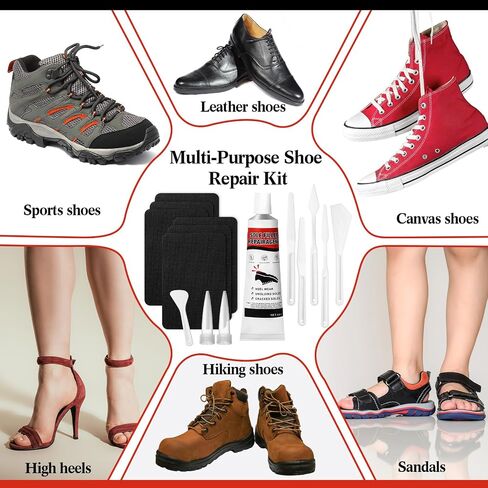 12 Pcs Black Shoe Sole Protectors with 50 ml Repair Adhesive Shoe Glue 2 Set Spreader Tools, Shoe Bottom Grip Pads Non Slip Shoe Pads for High Heels Leather Shoes in Saudi Arabia