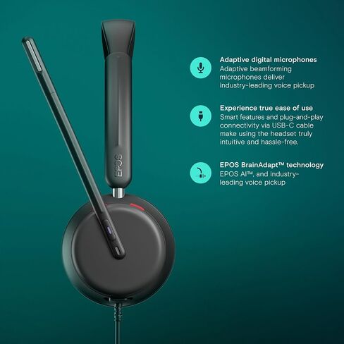 EPOS IMPACT 860 ANC - سماعة رأس ذات وجهين لإلغاء الضوضاء عالية الكفاءة، صوت واسع النطاق، اتصال USB-C in Saudi Arabia