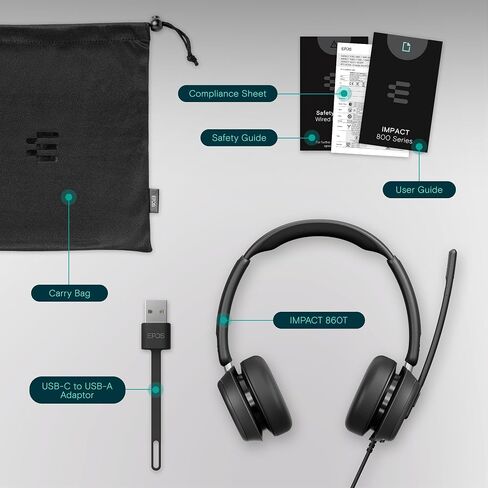 EPOS IMPACT 860 ANC - سماعة رأس ذات وجهين لإلغاء الضوضاء عالية الكفاءة، صوت واسع النطاق، اتصال USB-C in Saudi Arabia