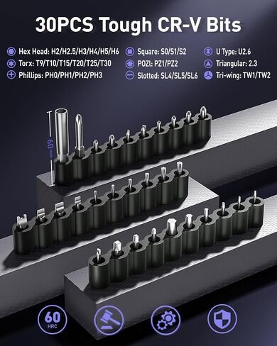Electric Screwdriver 3.7V Cordless Screwdriver Set, 25pcs Bits (Drill Included), Max 5 N.m, USB-C Charging, 1/4'' Hex, Power Screwdriver Tool Kit for Computer, Furniture,Bicycle in Saudi Arabia