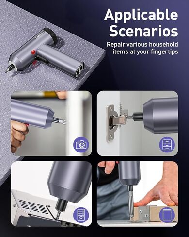 Electric Screwdriver 3.7V Cordless Screwdriver Set, 25pcs Bits (Drill Included), Max 5 N.m, USB-C Charging, 1/4'' Hex, Power Screwdriver Tool Kit for Computer, Furniture,Bicycle in Saudi Arabia