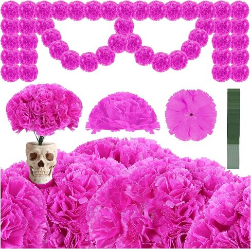 100PCS Artificial Marigold Flowers Heads Silk Orange Flower for Dia De Los Muertos Day of The Dead Diwali Home Decor Indian Theme Weddings DIY Wreath Garland Decoration in Saudi Arabia