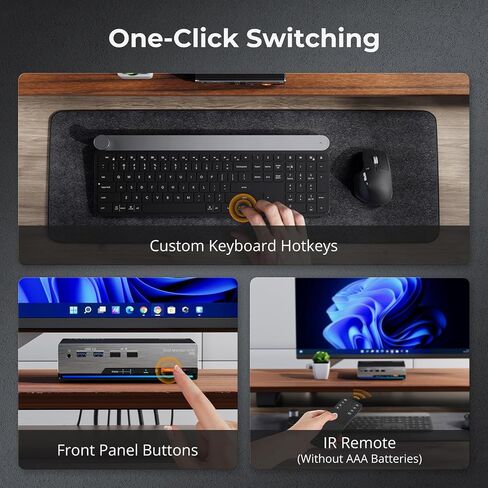 TESmart 8K@60Hz DP KVM Switch 3 Monitors 2 Computers USB 3.0, KVM Switch Triple Monitor 2 Computers DisplayPort 1.4, Support EDID, 1G Ethernet, Hotkey Switch, 4K@144Hz 2K@144Hz for Gaming&Home Office in Saudi Arabia