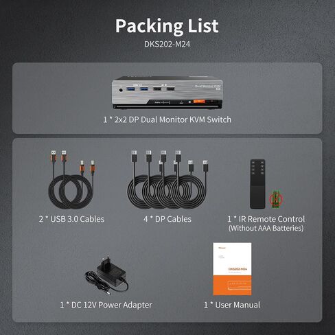 TESmart 8K@60Hz DP KVM Switch 3 Monitors 2 Computers USB 3.0, KVM Switch Triple Monitor 2 Computers DisplayPort 1.4, Support EDID, 1G Ethernet, Hotkey Switch, 4K@144Hz 2K@144Hz for Gaming&Home Office in Saudi Arabia