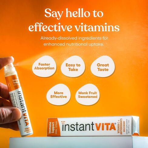 instantvita Immune Support Supplement – Vitamin C + Antioxidants, Oral Spray for Faster Absorption, 1 Month Supply, Wild Berry Flavor, 0.47 Fl Oz in Saudi Arabia