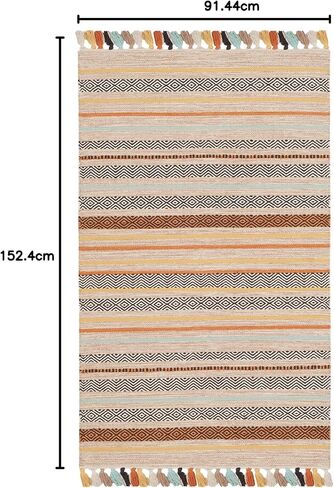 سجادة عداء من مجموعة SAFAVIEH Montauk - 2'3" x 8'، تركواز وبني، قطن بوهو مخطط يدويًا، مثالية للمناطق ذات حركة المرور العالية في غرفة المعيشة وغرفة النوم (MTK901E) in Saudi Arabia