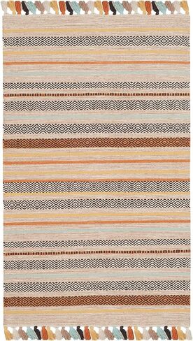سجادة عداء من مجموعة SAFAVIEH Montauk - 2'3" x 8'، تركواز وبني، قطن بوهو مخطط يدويًا، مثالية للمناطق ذات حركة المرور العالية في غرفة المعيشة وغرفة النوم (MTK901E) in Saudi Arabia