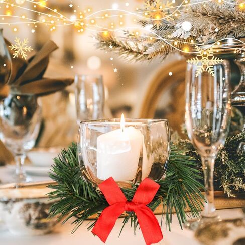 YBB 8Pcs Christmas Candle Rings, Small Artificial Red Berry Wreath Candle Holder Rings, Fits 3 Inch Pillars Candle Tapers for Rustic Wedding Centerpiece Christmas Table Decoration in Kuwait