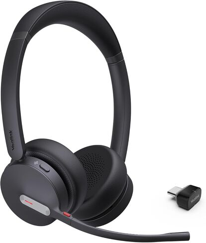 Yealink BH76 UC Wireless Headset for Work, Bluetooth Headsets with 5X Microphone Active Noise Cancelling, Retractable Mic Arm, ANC Business Headsets for PC Teams Zoom Meeting Call, up to 35h Talking in Saudi Arabia
