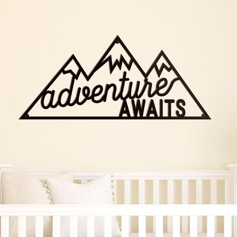 Blulu Metal Adventure Awaits Wall Decor Rustic Mountain Forest Wall Hanging Black Adventure Woodland Wall Art Camping Signs Decor for Bathroom Bedroom 15.75 x 6.89 Inch in Saudi Arabia