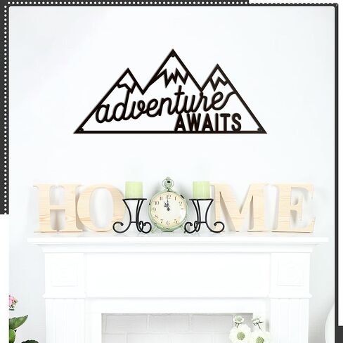 Blulu Metal Adventure Awaits Wall Decor Rustic Mountain Forest Wall Hanging Black Adventure Woodland Wall Art Camping Signs Decor for Bathroom Bedroom 15.75 x 6.89 Inch in Saudi Arabia