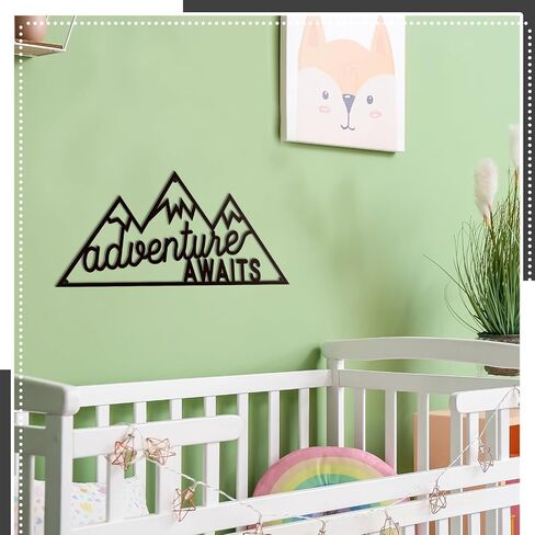Blulu Metal Adventure Awaits Wall Decor Rustic Mountain Forest Wall Hanging Black Adventure Woodland Wall Art Camping Signs Decor for Bathroom Bedroom 15.75 x 6.89 Inch in Saudi Arabia