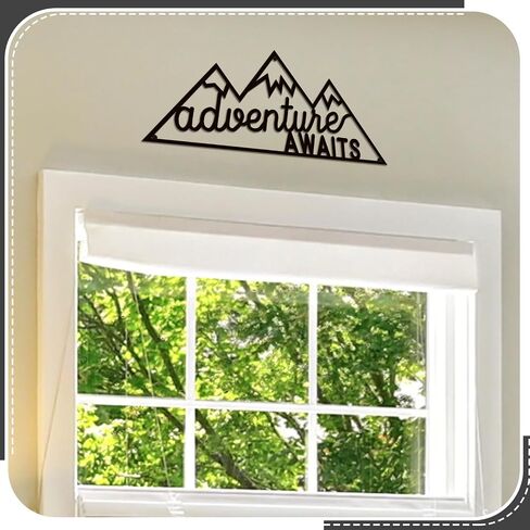 Blulu Metal Adventure Awaits Wall Decor Rustic Mountain Forest Wall Hanging Black Adventure Woodland Wall Art Camping Signs Decor for Bathroom Bedroom 15.75 x 6.89 Inch in Saudi Arabia