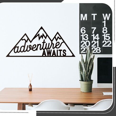 Blulu Metal Adventure Awaits Wall Decor Rustic Mountain Forest Wall Hanging Black Adventure Woodland Wall Art Camping Signs Decor for Bathroom Bedroom 15.75 x 6.89 Inch in Saudi Arabia