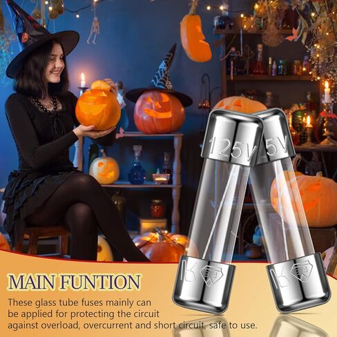 125 فولت 5 أمبير فيوز زجاج سريع النفخ 5a بحد أقصى 125 فولت فيوز سريع فيوز C9، C7، G40 عيد الميلاد ضوء فيوز استبدال لمبة الصمامات لإضاءة LED في الهواء الطلق، 0.2 × 0.78 بوصة / 5 × 20 مم (100) in Kuwait