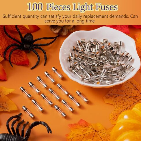 125 فولت 5 أمبير فيوز زجاج سريع النفخ 5a بحد أقصى 125 فولت فيوز سريع فيوز C9، C7، G40 عيد الميلاد ضوء فيوز استبدال لمبة الصمامات لإضاءة LED في الهواء الطلق، 0.2 × 0.78 بوصة / 5 × 20 مم (100) in Kuwait