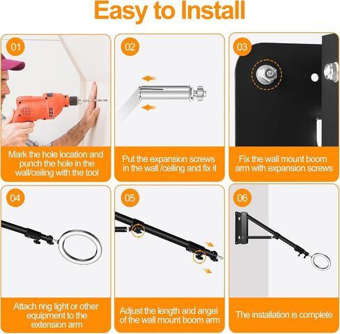 FUDESY Wall Mounting Triangle Boom Arm for Ring Light, Strobe Lighting Softbox Reflector Umbrella Monolight, and Photography Strobe Light, Max Length 39.3 inches/100cm, Support 180 Degree Rotation in Saudi Arabia