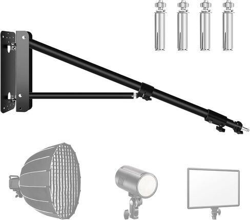 FUDESY Wall Mounting Triangle Boom Arm for Ring Light, Strobe Lighting Softbox Reflector Umbrella Monolight, and Photography Strobe Light, Max Length 39.3 inches/100cm, Support 180 Degree Rotation in Saudi Arabia